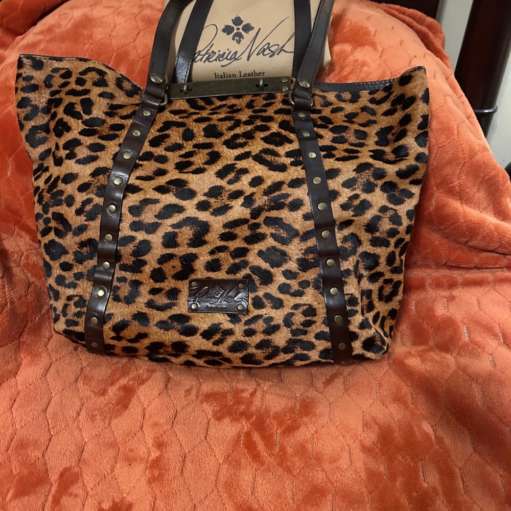 Patricia Nash Animal Print Tote with Brown Accents